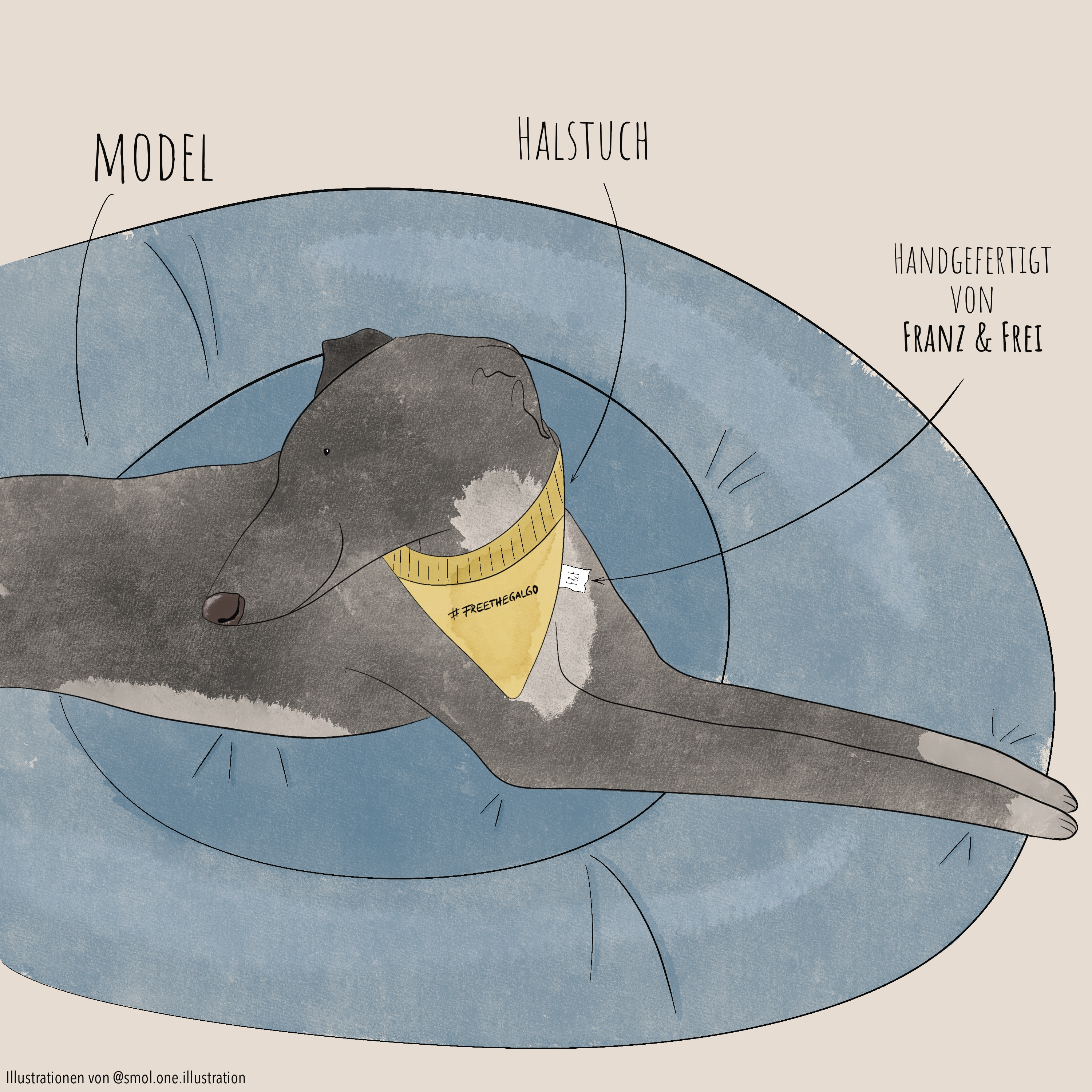 GELBES HUNDEHALSTUCH "OBACHT"