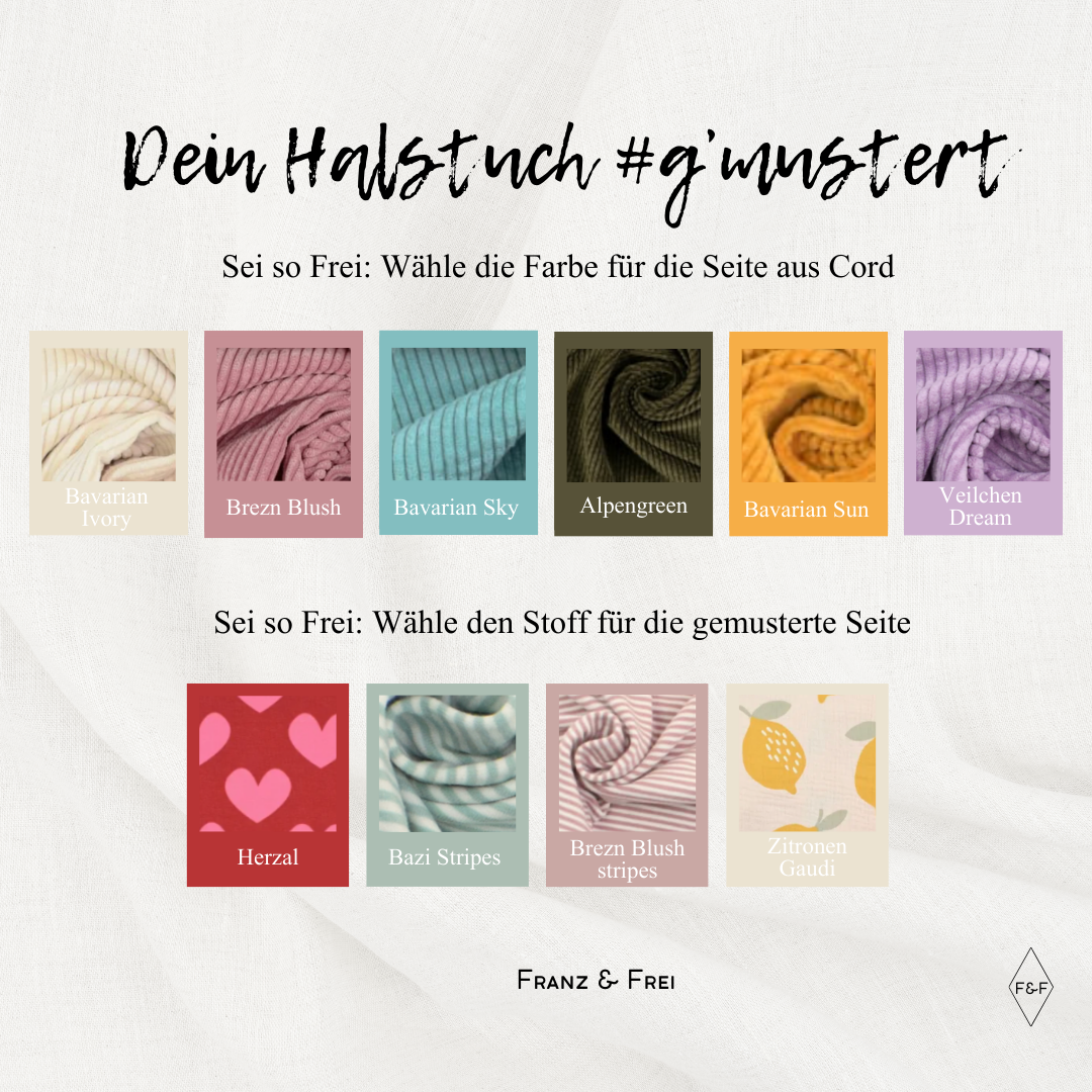 HUNDEHALSTUCH G´MUSTERT I CORD & GEMUSTERTER STOFF I GESTALT- & PERSONALISIERBAR