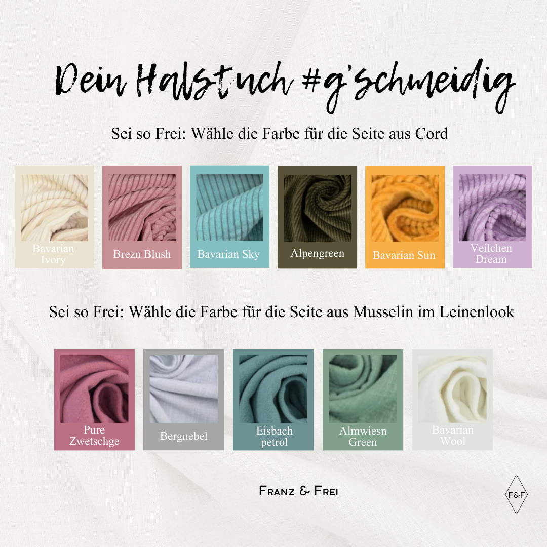 HUNDEHALSTUCH G´SCHMEIDIG I CORD & MUSSELIN IM LEINENLOOK I GESTALT- & PERSONALISIERBAR