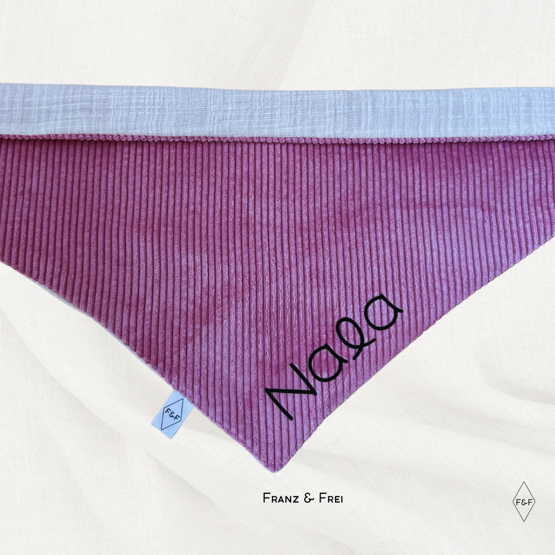 HUNDEHALSTUCH G´SCHMEIDIG I CORD & MUSSELIN IM LEINENLOOK I GESTALT- & PERSONALISIERBAR