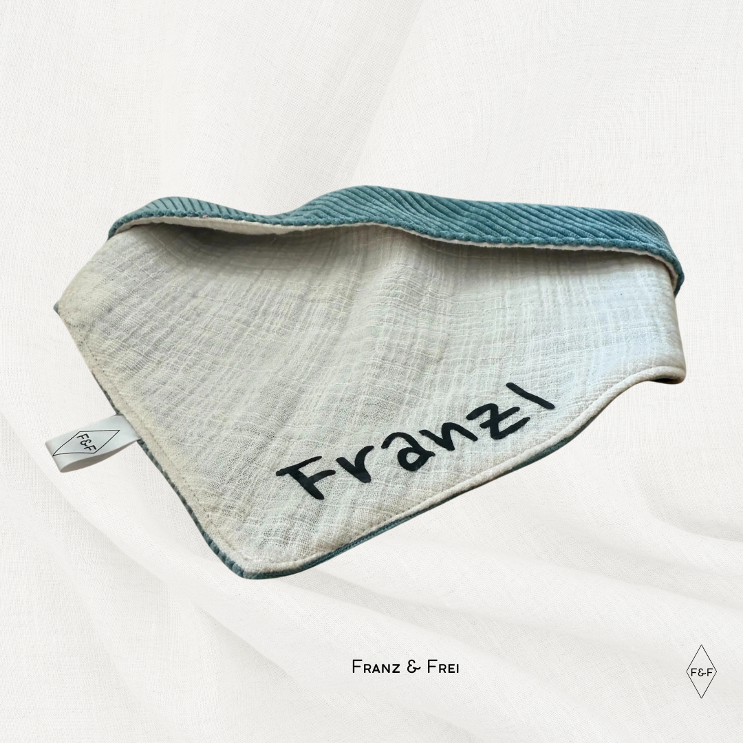 HUNDEHALSTUCH G´SCHMEIDIG I CORD & MUSSELIN IM LEINENLOOK I GESTALT- & PERSONALISIERBAR