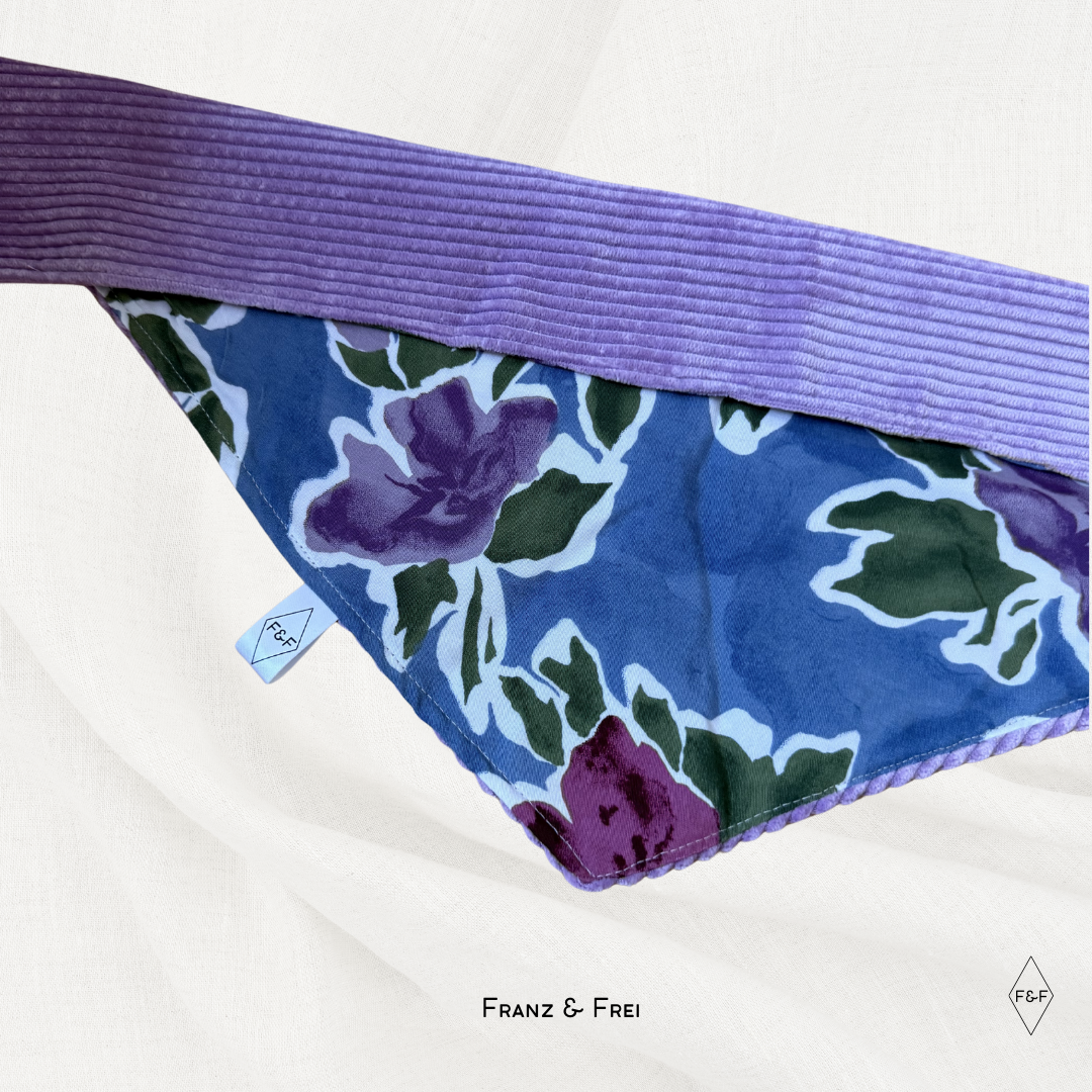 HUNDEHALSTUCH I EINZELSTÜCK I BLUMEN & LILA CORD I GRÖSSE M