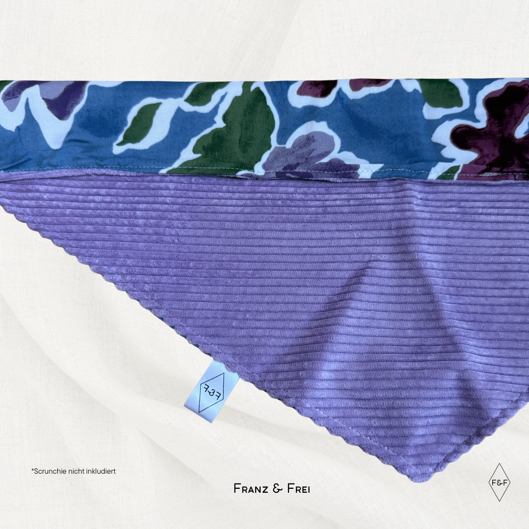 HUNDEHALSTUCH I EINZELSTÜCK I BLUMEN & LILA CORD I GRÖSSE M