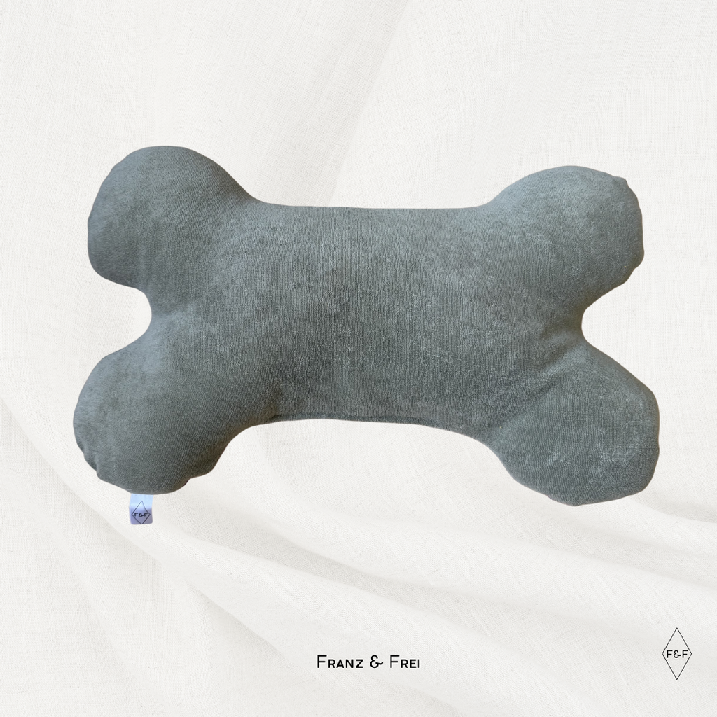 KNOCHENKISSEN I EINZELSTÜCK I LILA BAUMWOLLE & GRÜNER FROTTEE I SEELENHUND