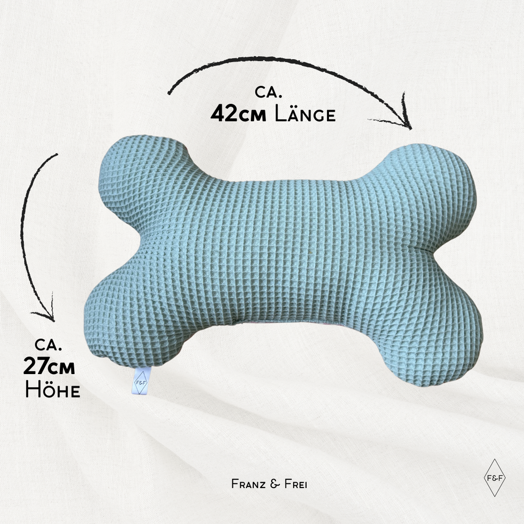 KNOCHENKISSEN I EINZELSTÜCK I WAFFELPIQUÉ TÜRKIS & BAUMWOLLE ROSA KARO