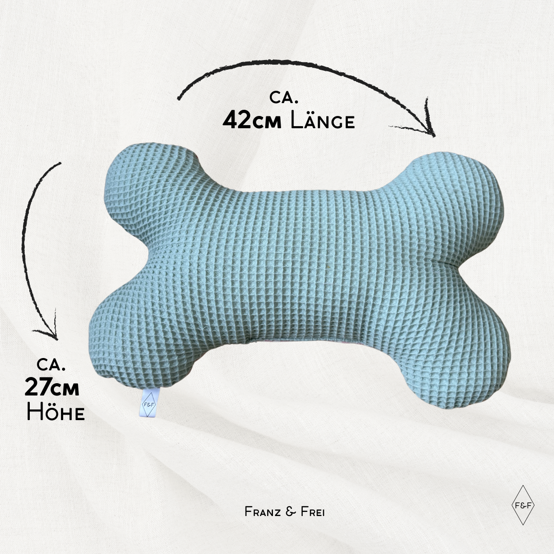 KNOCHENKISSEN I EINZELSTÜCK I WAFFELPIQUÉ TÜRKIS & BAUMWOLLE ROSA KARO