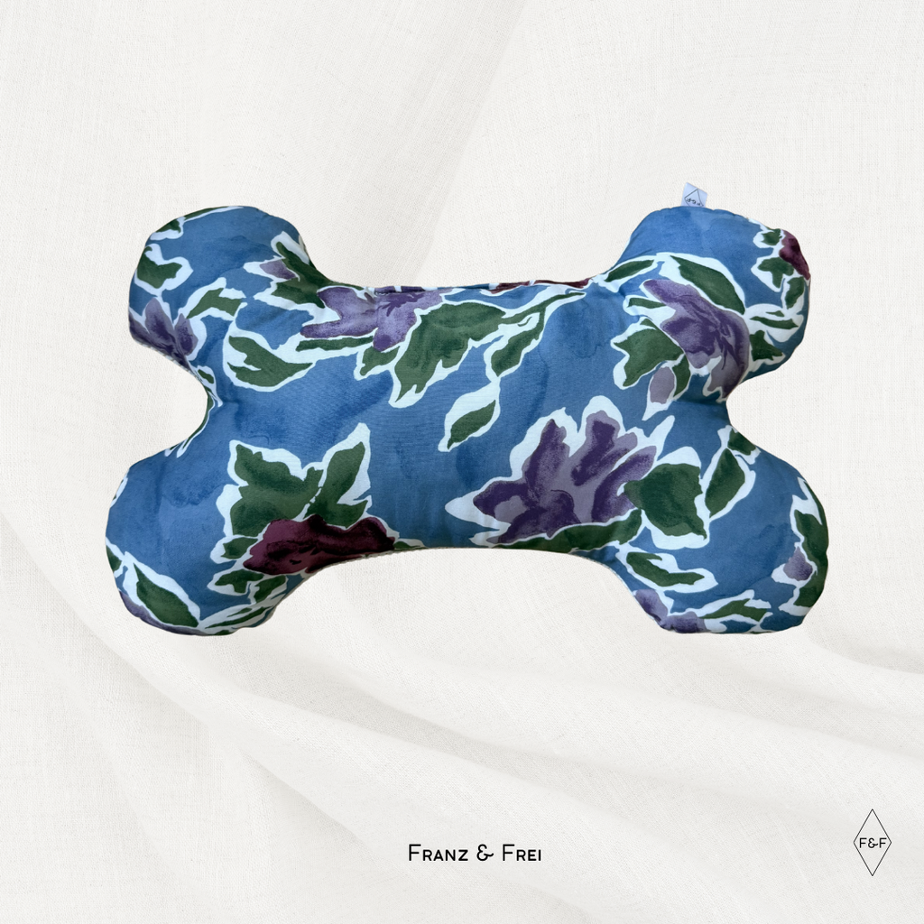 KNOCHENKISSEN I EINZELSTÜCK I BLUMEN & WEISSER CORD