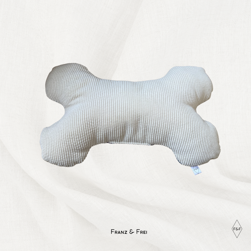 KNOCHENKISSEN I EINZELSTÜCK I BLUMEN & WEISSER CORD