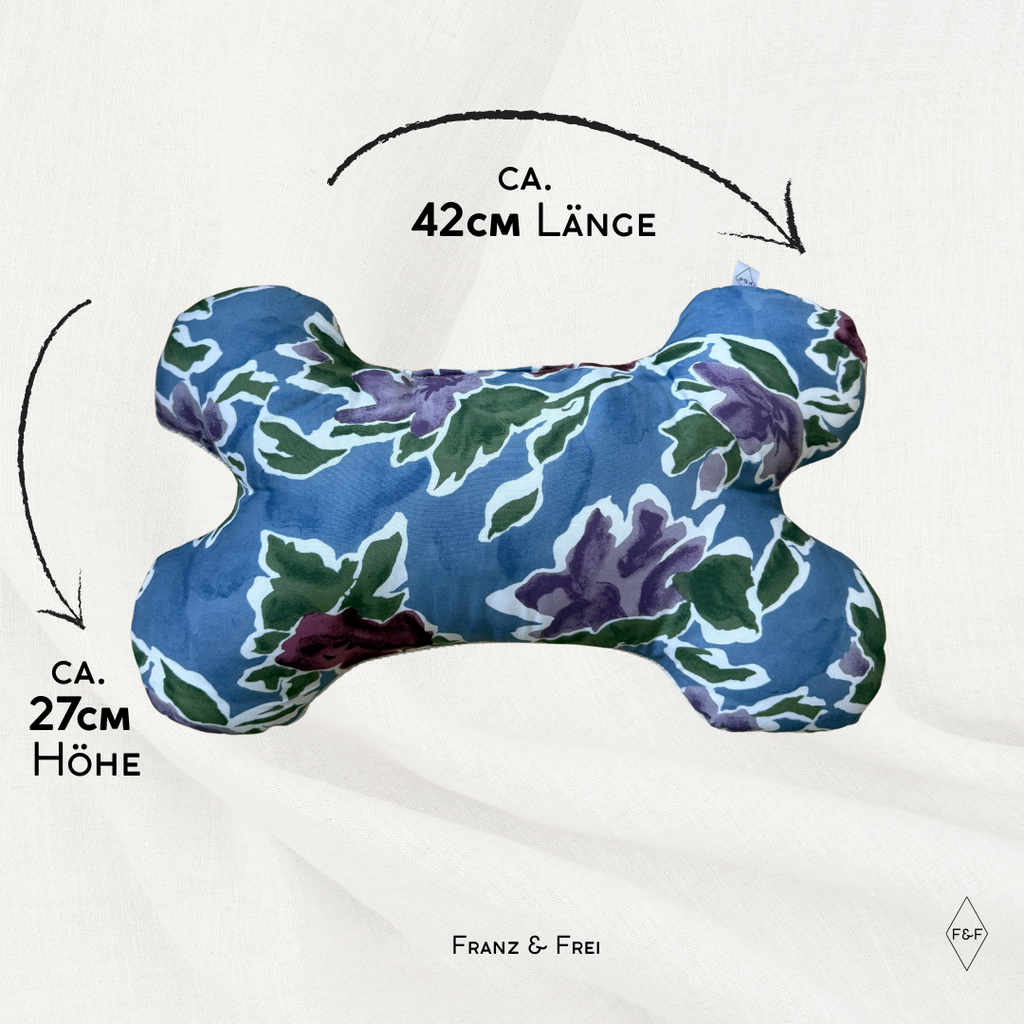 KNOCHENKISSEN I EINZELSTÜCK I BLUMEN & WEISSER CORD