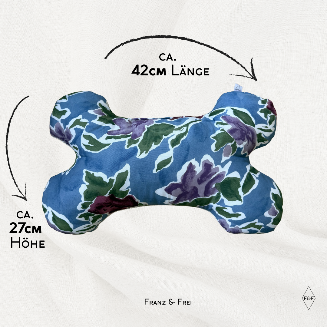 KNOCHENKISSEN I EINZELSTÜCK I BLUMEN & WEISSER CORD