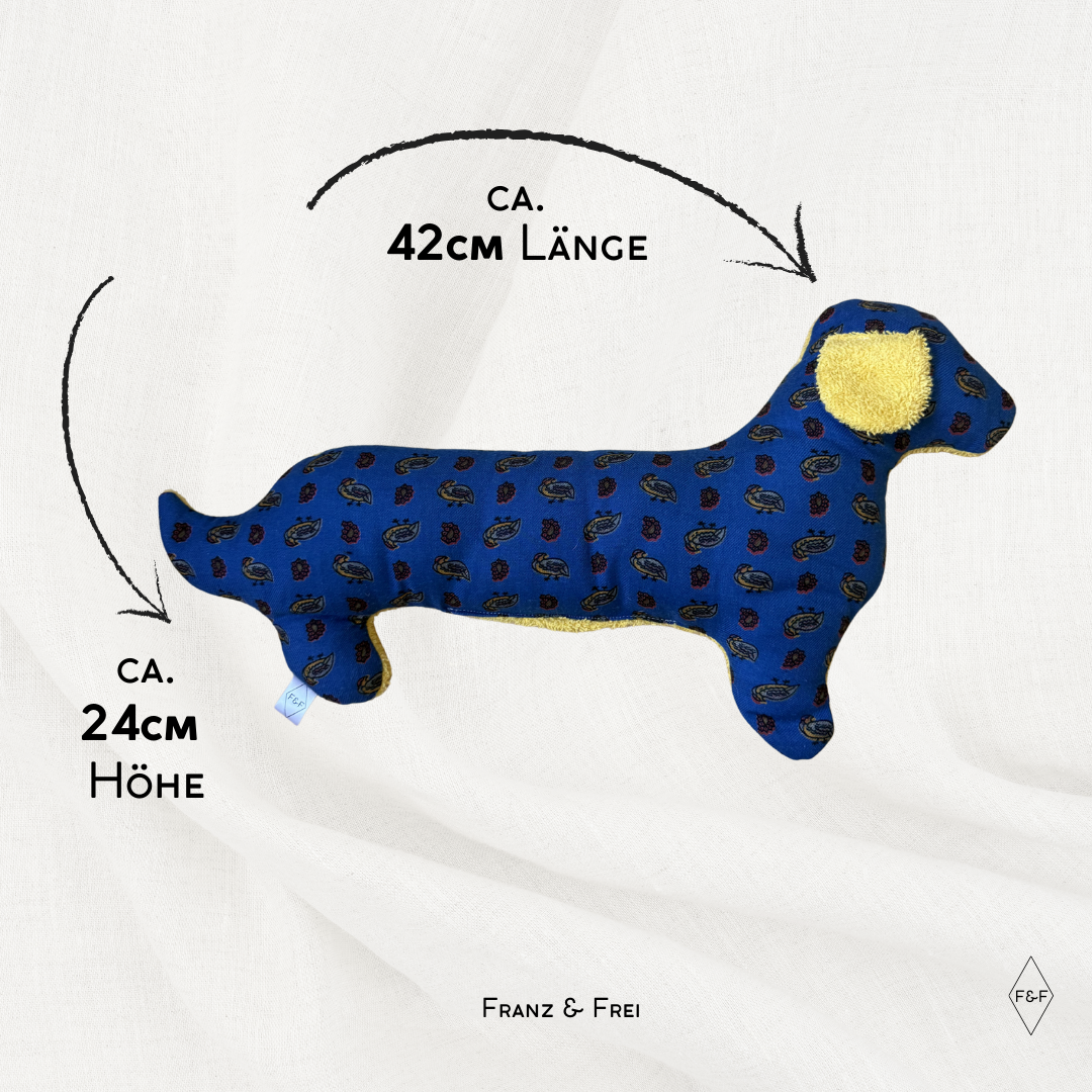 MÜNCHNER DACKEL I "DA KLOANE" I EINZELSTÜCK I BLAU & FROTTEE GELB