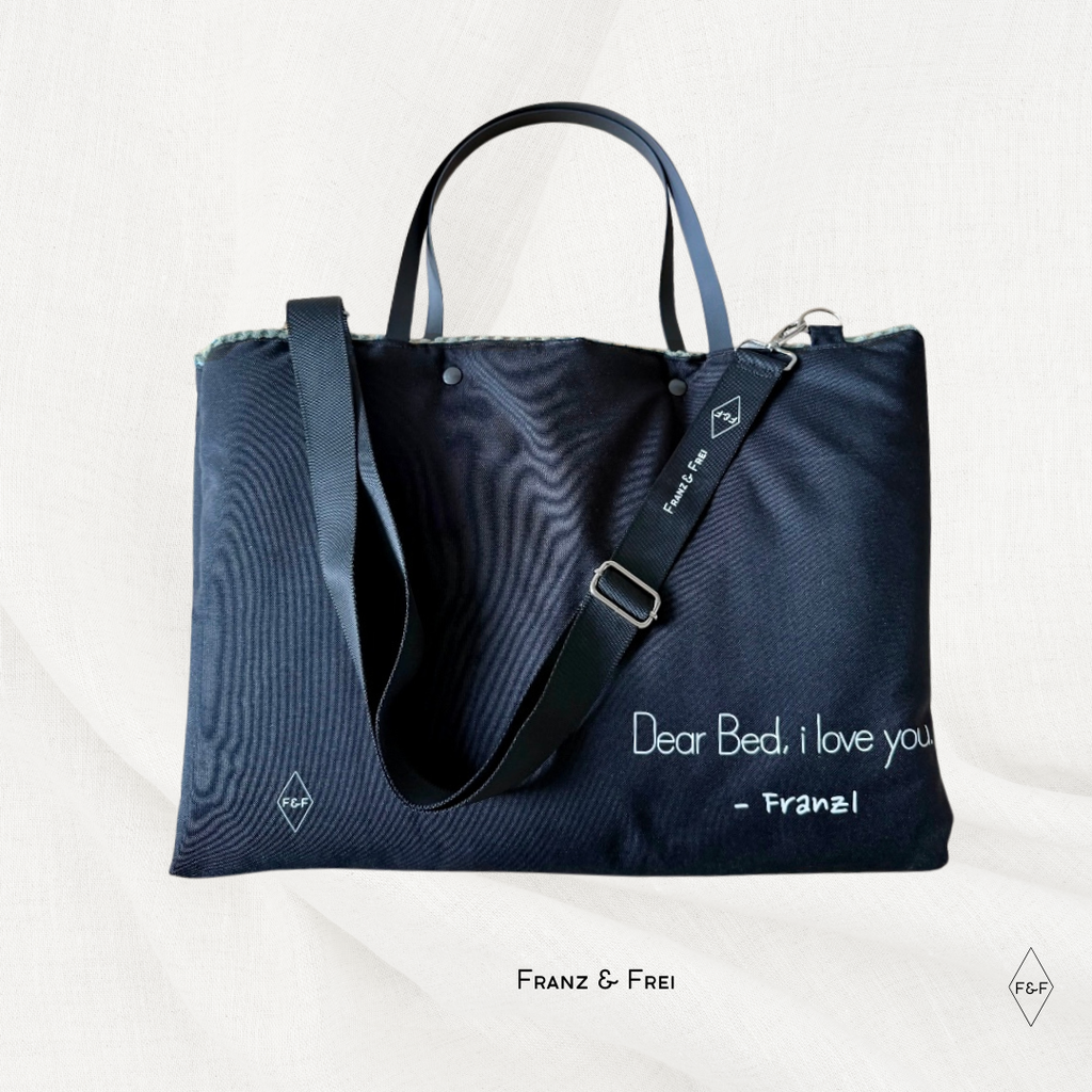 HUNDEBETT TO GO I SCHWARZ & GRAU I PERSONALISIERBAR