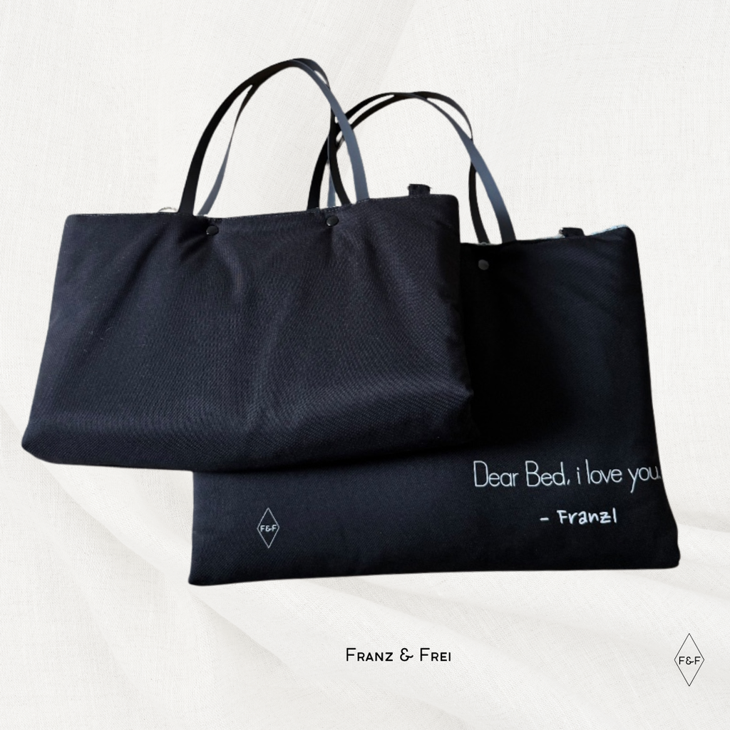 HUNDEBETT TO GO I SCHWARZ & GRAU I PERSONALISIERBAR