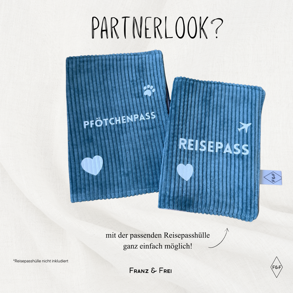 EU-HEIMTIERAUSWEISHÜLLE I EINZELSTÜCK I "PFÖTCHENPASS" I BLAU & ROSA STERNE