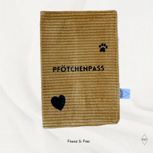 EU-HEIMTIERAUSWEISHÜLLE I EINZELSTÜCK I "PFÖTCHENPASS" I GELB & WEISS