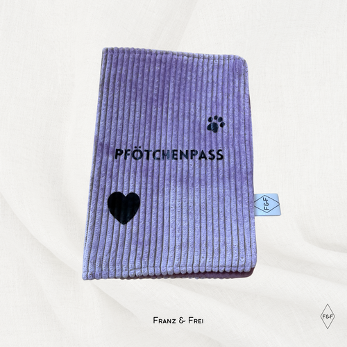 EU-HEIMTIERAUSWEISHÜLLE I EINZELSTÜCK I "PFÖTCHENPASS" I LILA & LILA