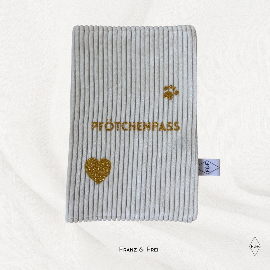 EU-HEIMTIERAUSWEISHÜLLE I EINZELSTÜCK I "PFÖTCHENPASS" I WEISS & LILA