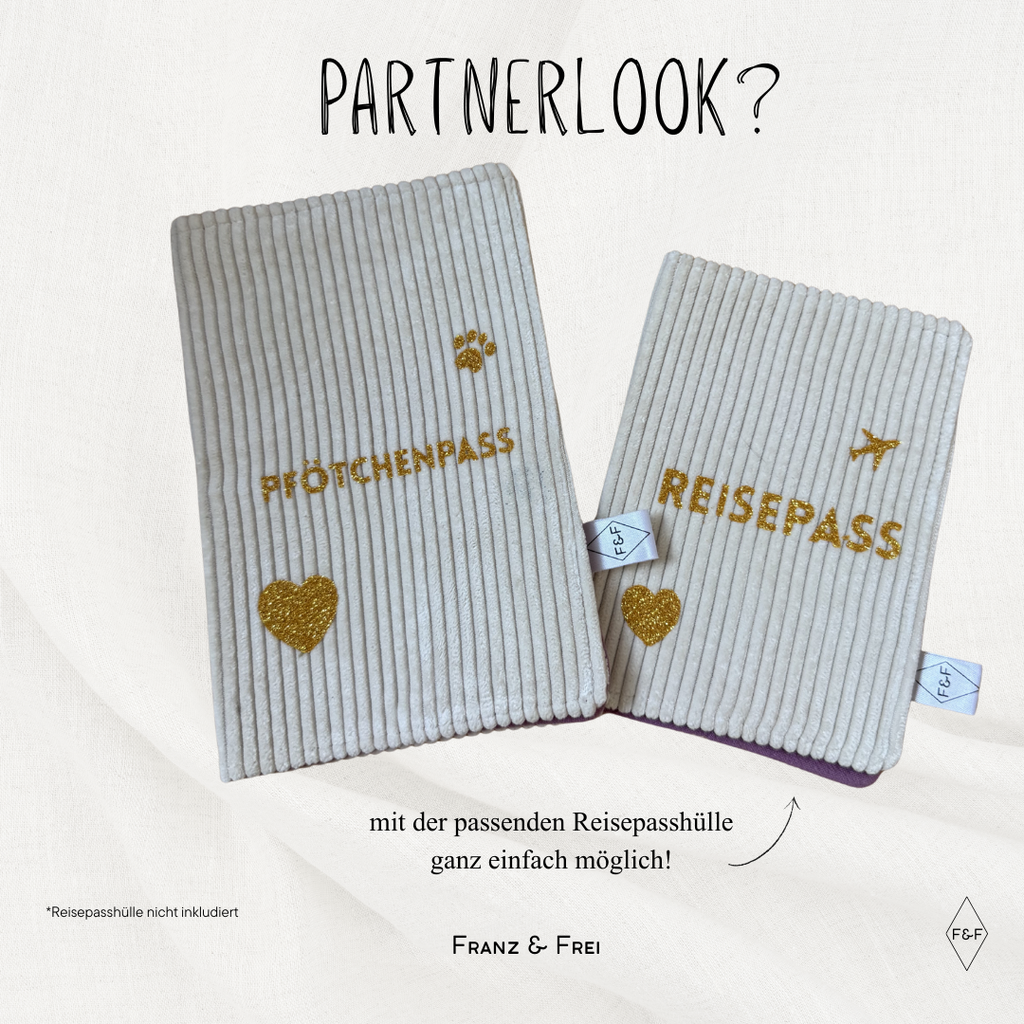 EU-HEIMTIERAUSWEISHÜLLE I EINZELSTÜCK I "PFÖTCHENPASS" I WEISS & LILA