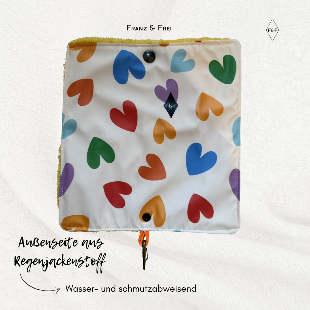 PFOTENFREUND I HERZAL & GELBER FROTTEE I MINI HANDTUCH TO GO