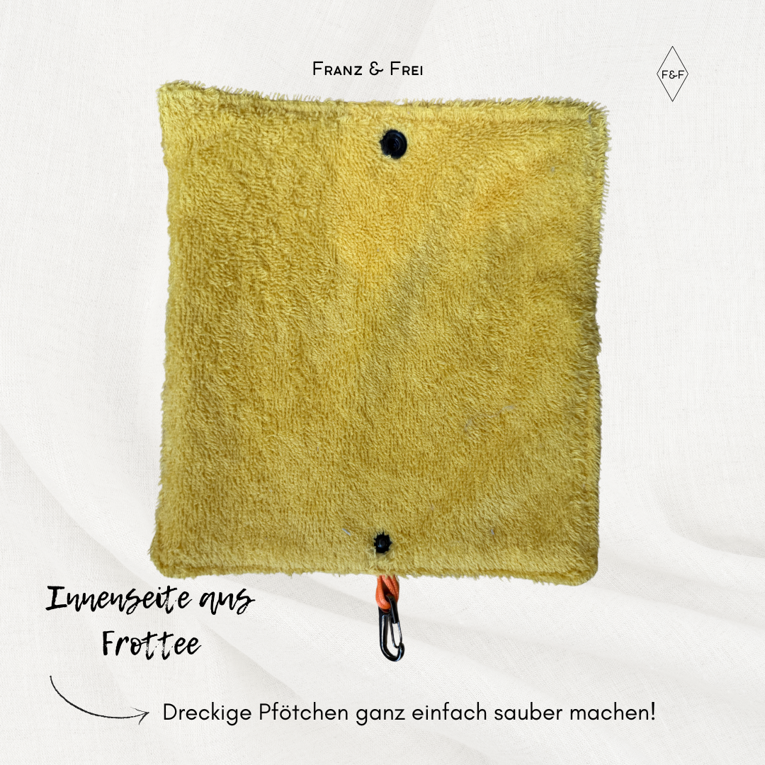 PFOTENFREUND I HERZAL & GELBER FROTTEE I MINI HANDTUCH TO GO