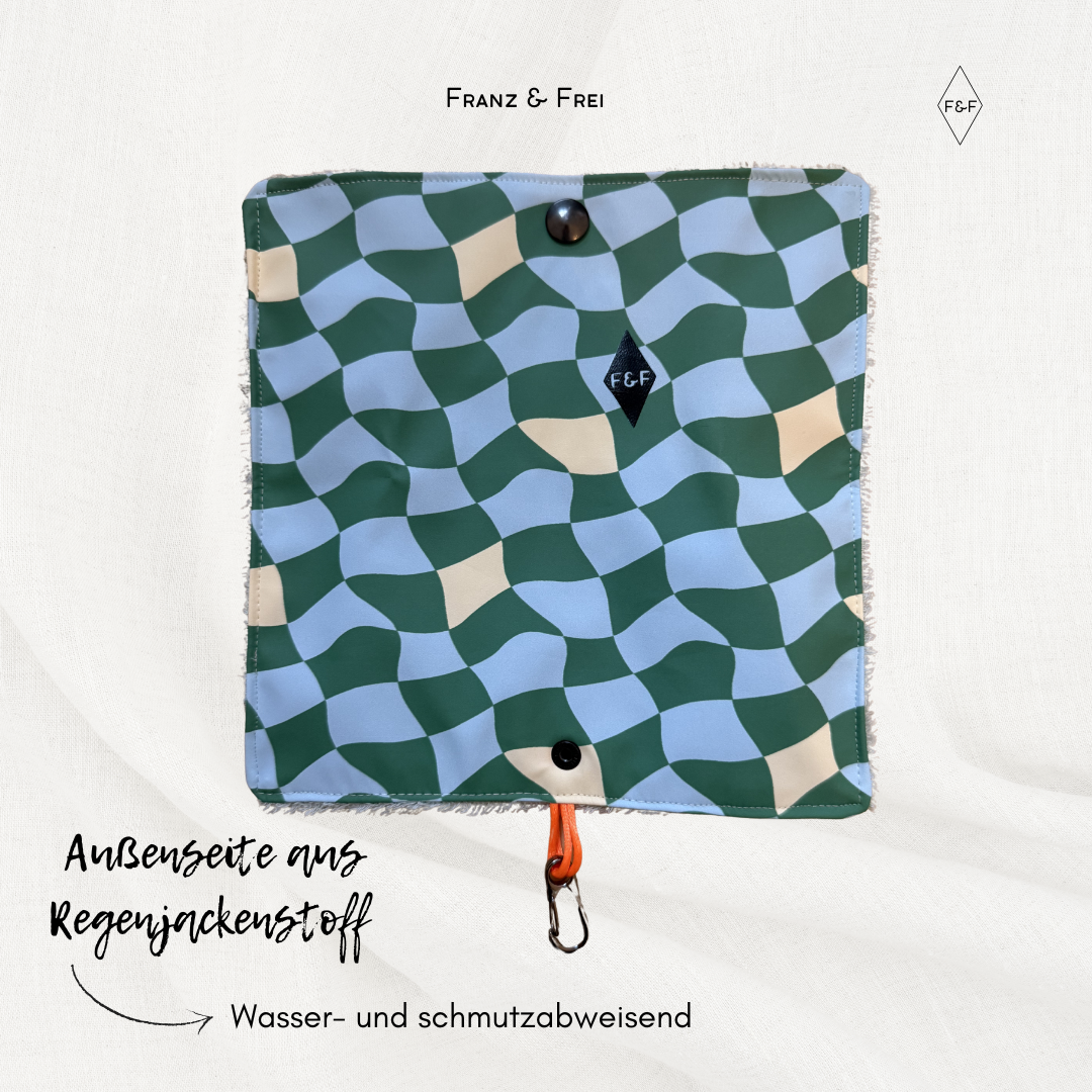 PFOTENFREUND I RAUTEN & TÜRKISER FROTTEE I MINI HANDTUCH TO GO