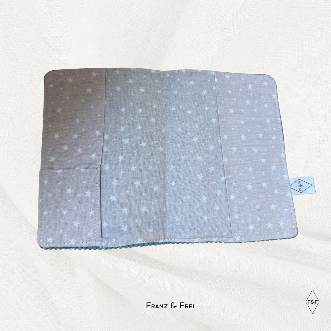 REISEPASSHÜLLE I EINZELSTÜCK I "REISEPASS" I BLAU & ROSA STERNE