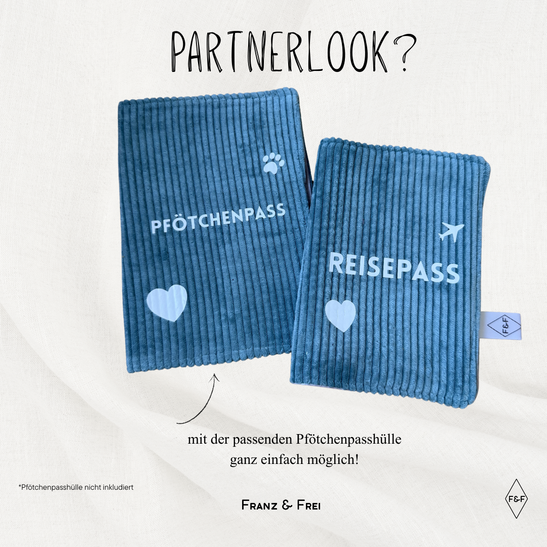 REISEPASSHÜLLE I EINZELSTÜCK I "REISEPASS" I BLAU & ROSA STERNE