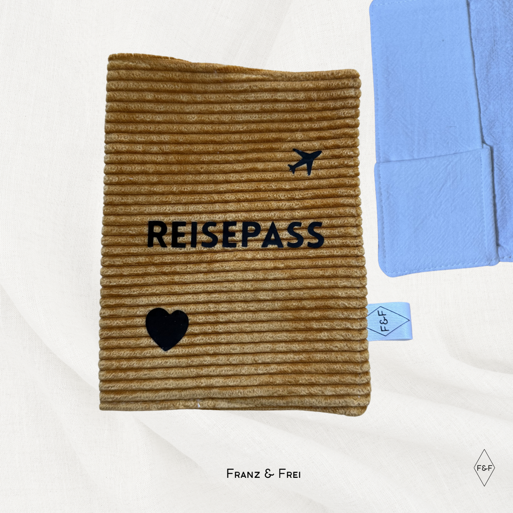 REISEPASSHÜLLE I EINZELSTÜCK I "REISEPASS" I GELB & WEISS
