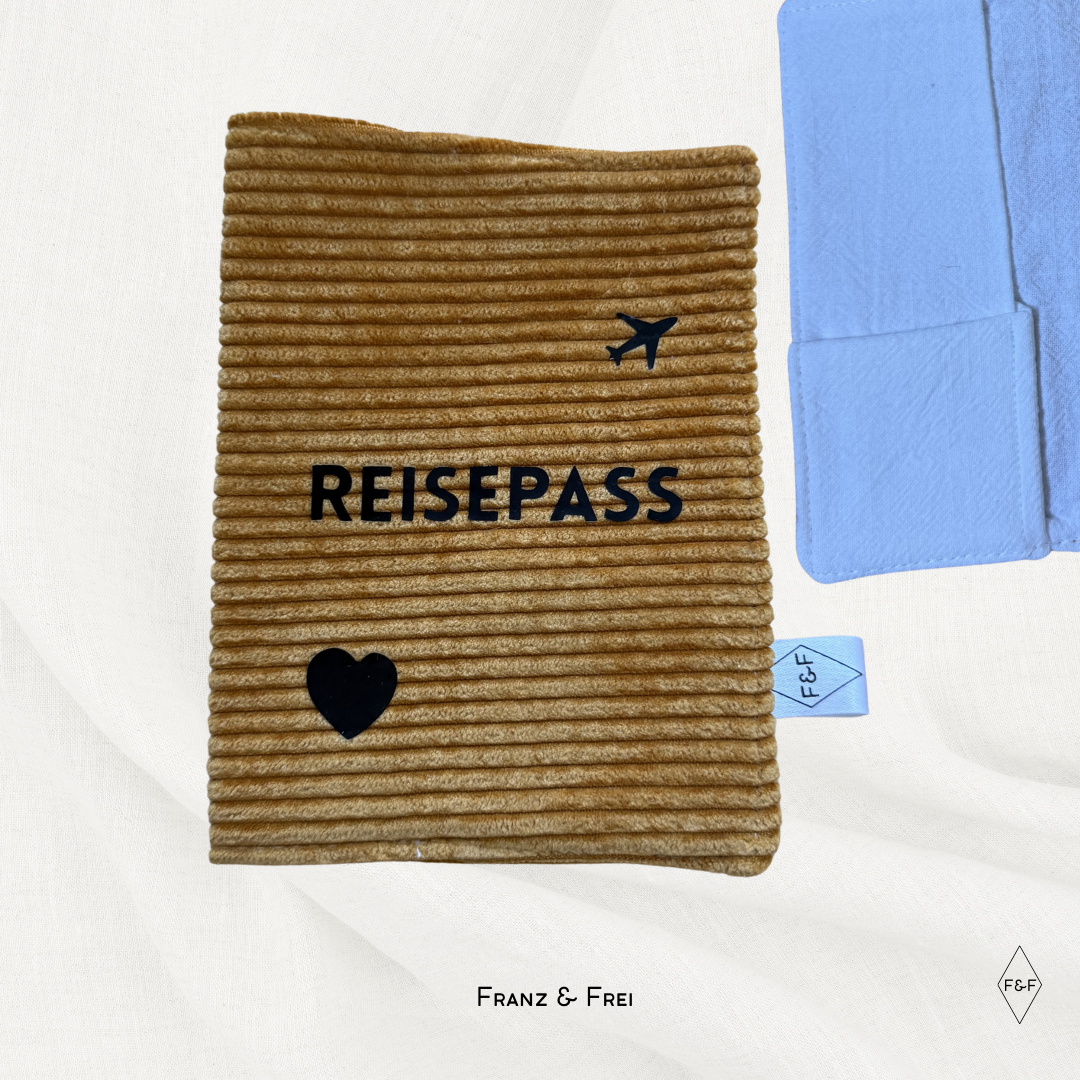 REISEPASSHÜLLE I EINZELSTÜCK I "REISEPASS" I GELB & WEISS