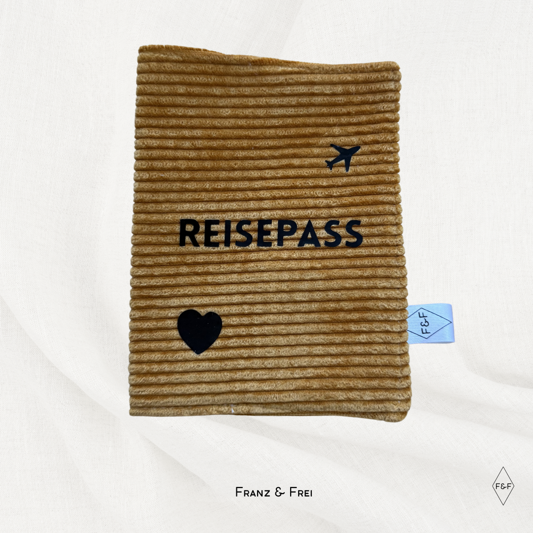 REISEPASSHÜLLE I EINZELSTÜCK I "REISEPASS" I GELB & WEISS