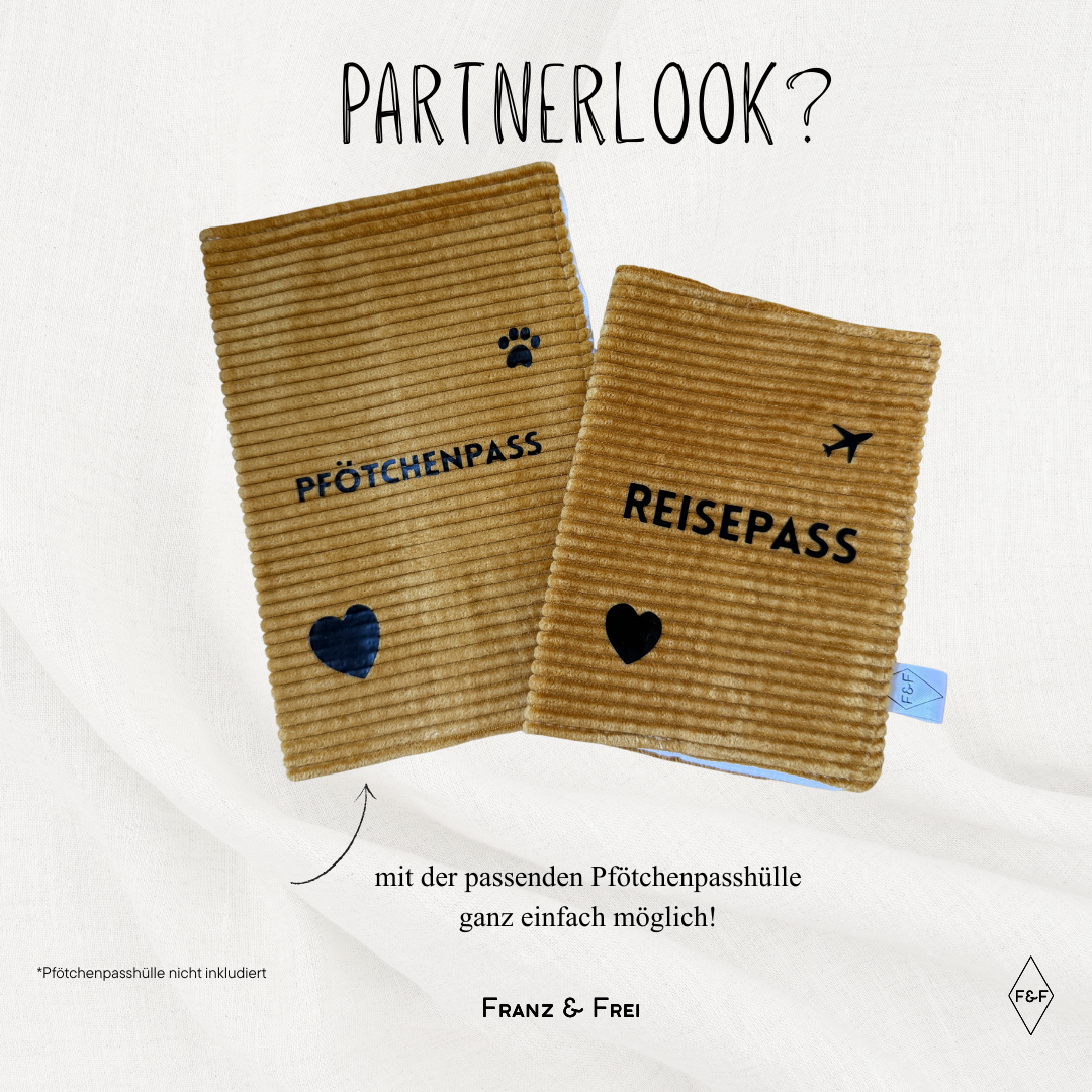 REISEPASSHÜLLE I EINZELSTÜCK I "REISEPASS" I GELB & WEISS