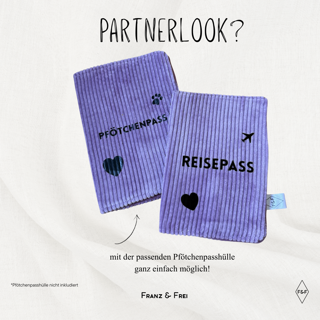 REISEPASSHÜLLE I EINZELSTÜCK I "REISEPASS" I LILA & LILA