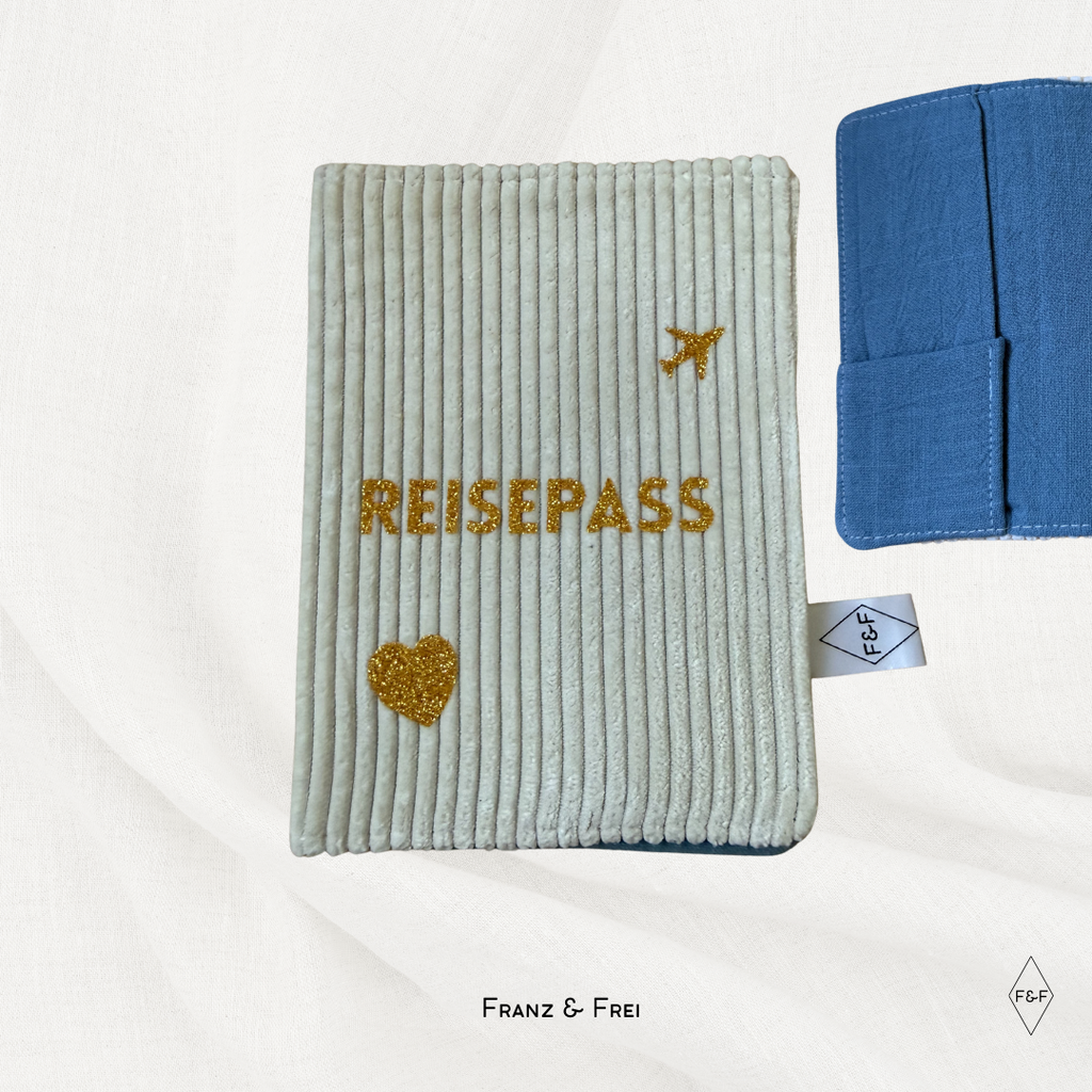 REISEPASSHÜLLE I EINZELSTÜCK I "REISEPASS" I WEISS & BLAU