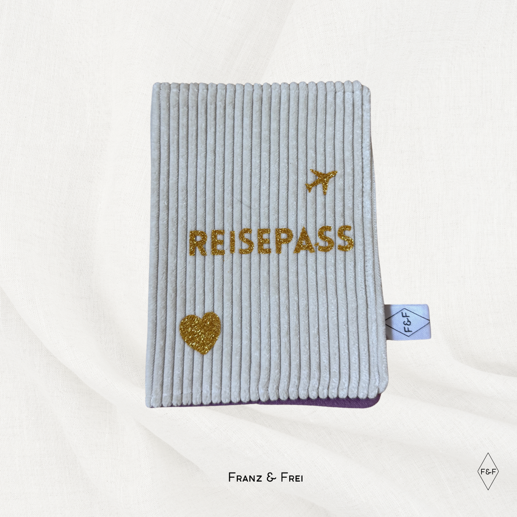 REISEPASSHÜLLE I EINZELSTÜCK I "REISEPASS" I WEISS & LILA