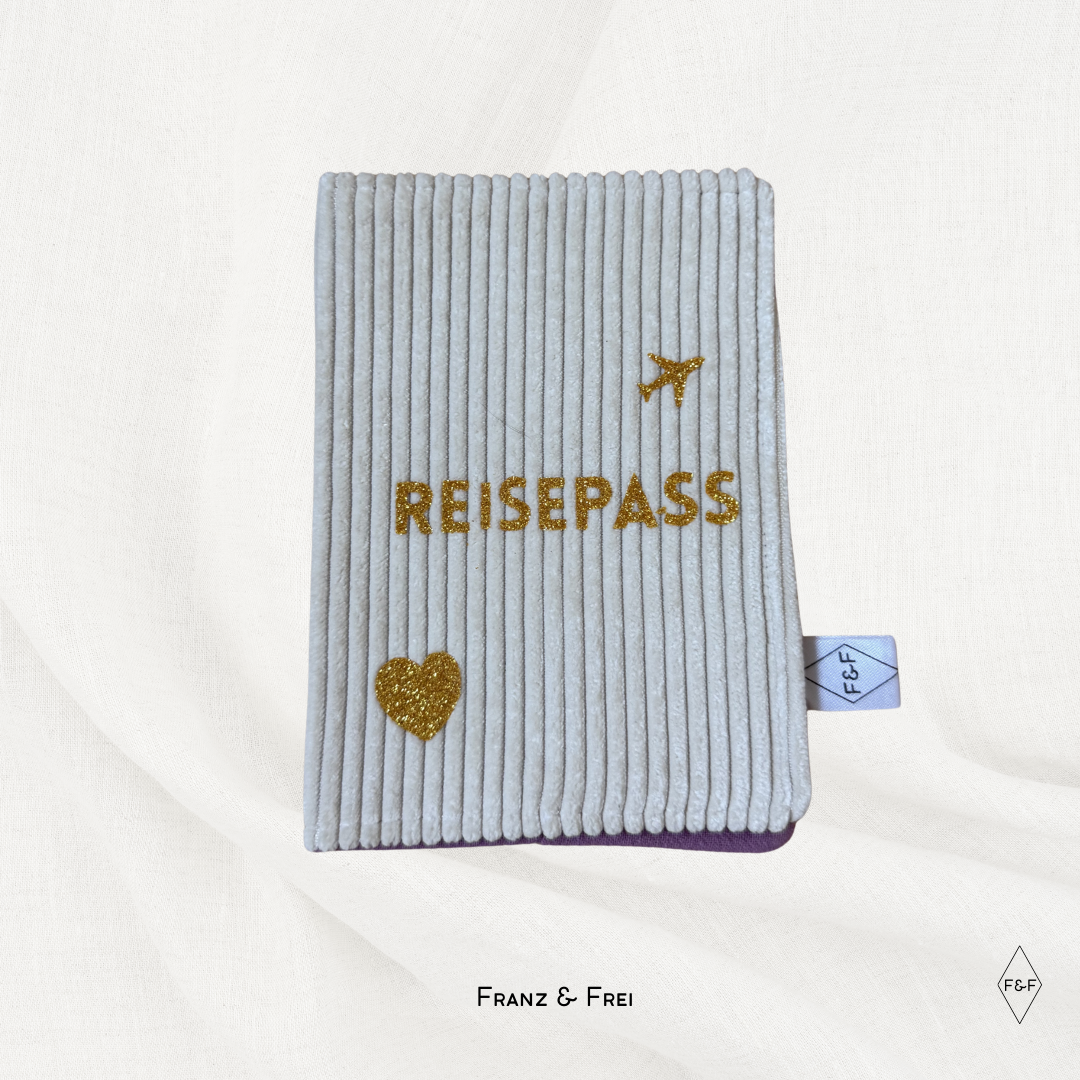 REISEPASSHÜLLE I EINZELSTÜCK I "REISEPASS" I WEISS & LILA