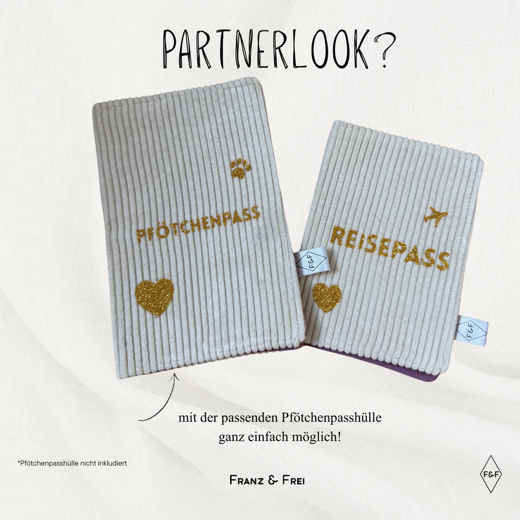 REISEPASSHÜLLE I EINZELSTÜCK I "REISEPASS" I WEISS & LILA