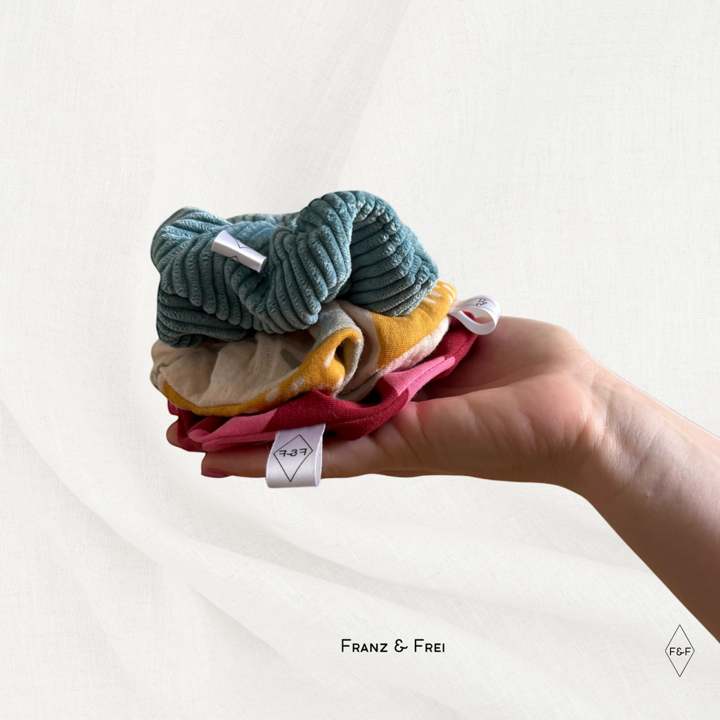 SCRUNCHIE MUSSELIN IM LEINENLOOK I VERSCHIEDENE FARBEN